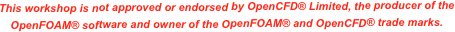 This workshop is not approved or endorsed by OpenCFD® Limited, the producer of the OpenFOAM® software and owner of the OpenFOAM® and OpenCFD® trade marks.